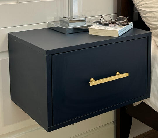 Solid Maple Blue Floating Nightstand | Tango Design